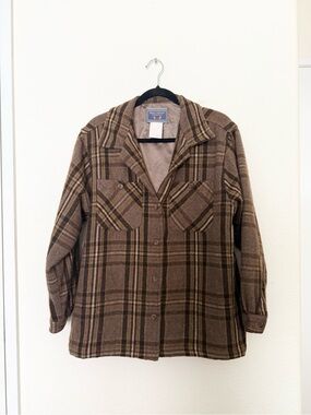 🤎 vintage 90’s grunge alt flannel plaid unisex shacket